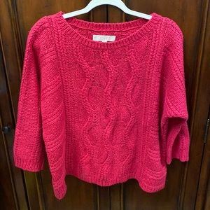 Loft pink cable knit sweater size small